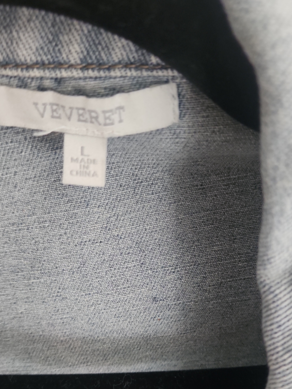 Veveret Light Wash Denim Jacket with Southwestern Knit Panel - Picture 2 of 3